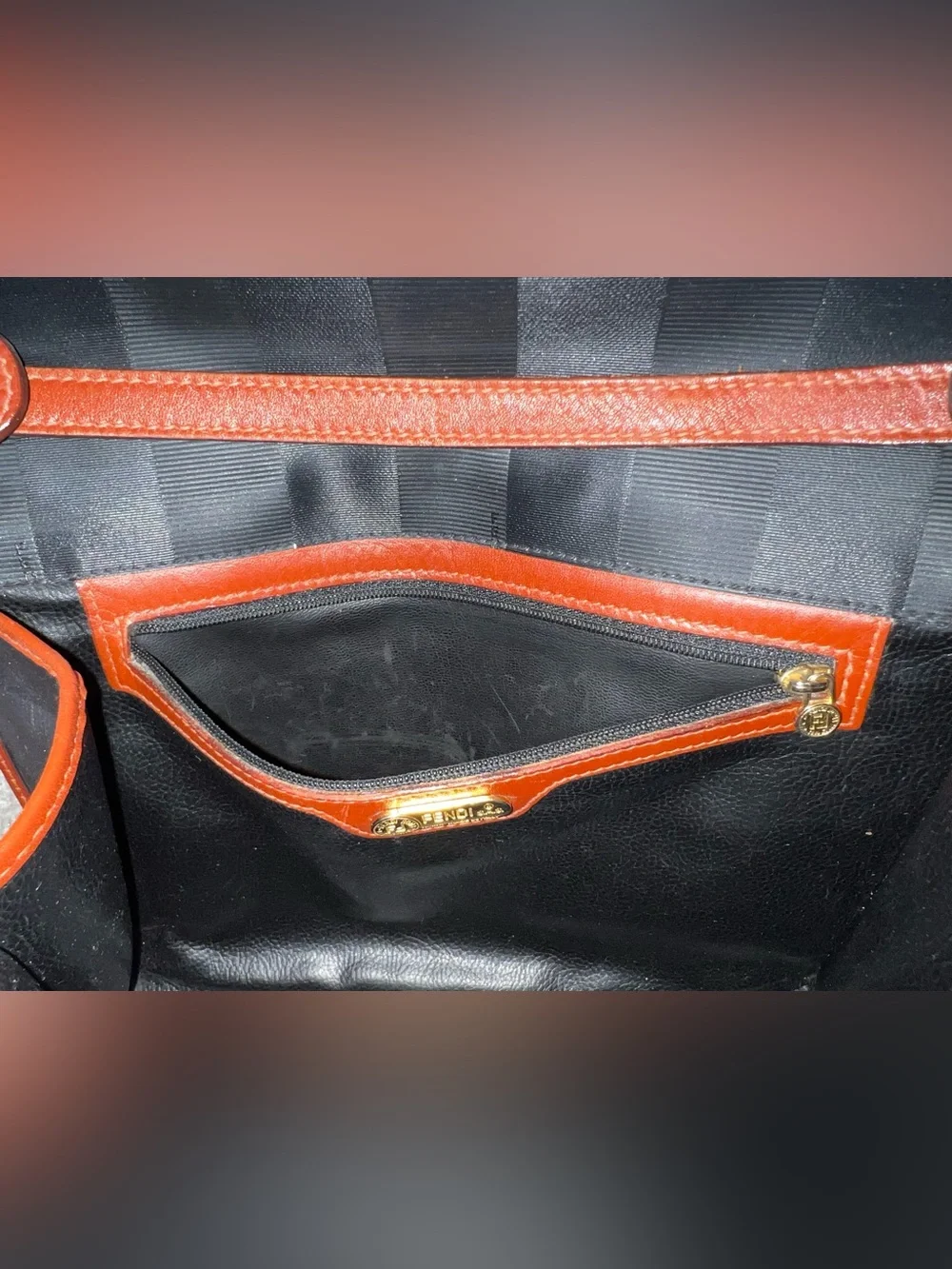 Vintage Fendi Pequin Striped Flap Shoulder/Crossbody Bag